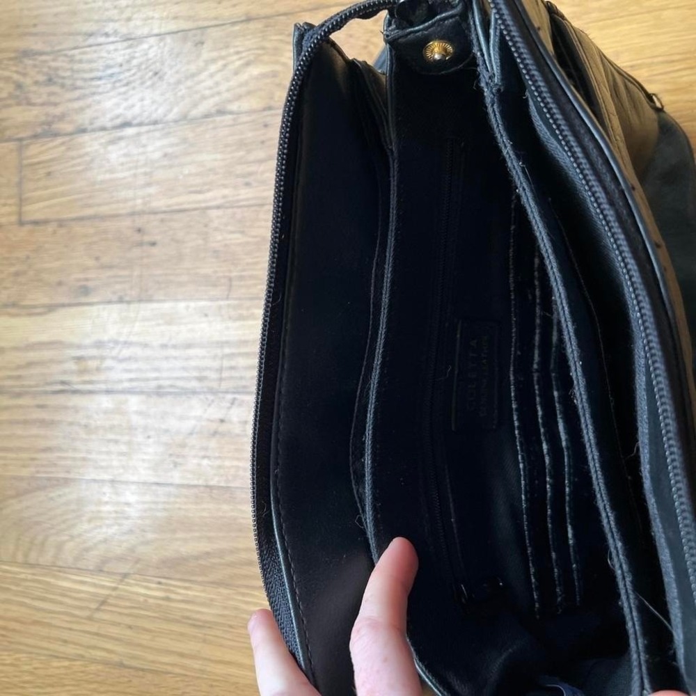 Black Leather Crossbody Bag with Adjustable Strap - Picture 6 of 6